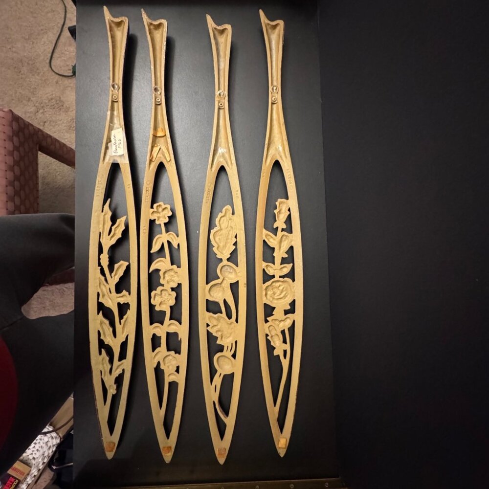 Set of 4 Vintage Sexton MCM Metal 4 Seasons Floral Wall Hanging Decor 27" Long - Picture 12 of 16